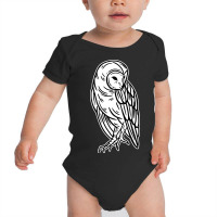 White Bird Owl Looking  Art Baby Bodysuit | Artistshot