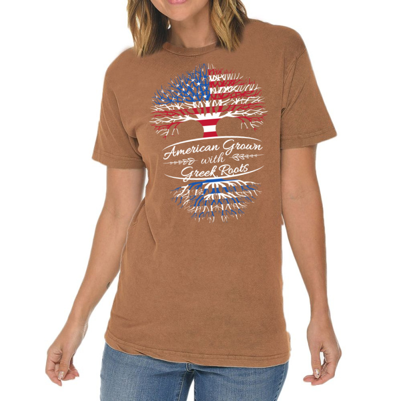 American Grown With Greek Roots Vintage T-shirt | Artistshot
