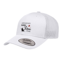 Funny Drinking Wine And Feline Fine Cat Lover Saying Gift Retro Trucker Cap | Artistshot