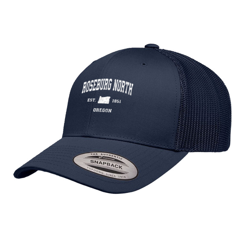 Roseburg North Oregon Or Vintage Athletic Sports Design T Shirt Retro Trucker Cap by kewisharemeliadq | Artistshot