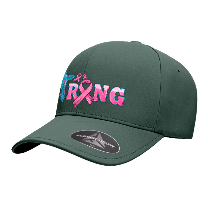 Strong With Cross Ribbon Seamless Cap | Artistshot