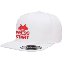 Space Invader Press Start, Space Invaders 5 Panel Snapback Cap | Artistshot