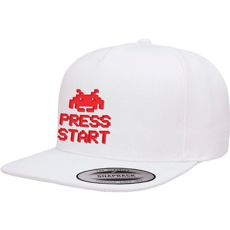 Space Invader Press Start, Space Invaders 5 panel snapback cap by creepysatan | Artistshot