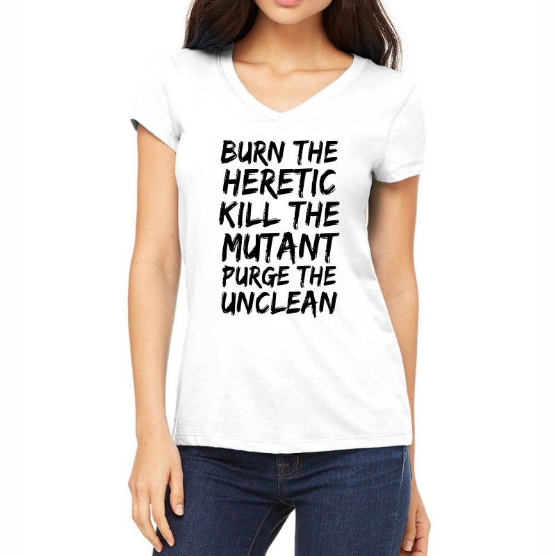 Burn The Heretic Women's V-Neck T-Shirt by Black White | Artistshot