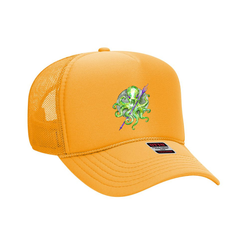 Green Octopus With Purple Trident, Green Octopus With Purple Trident V Foam Trucker Hat | Artistshot