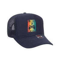 Level 7 Unlocked Vintage Gamer 7th Birthday Gift Foam Trucker Hat | Artistshot