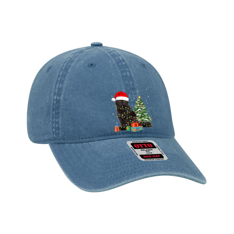 Black Cat Santa Tangled Up In Christmas Lights Xmas Tree Dyed Cap by Sombre | Artistshot