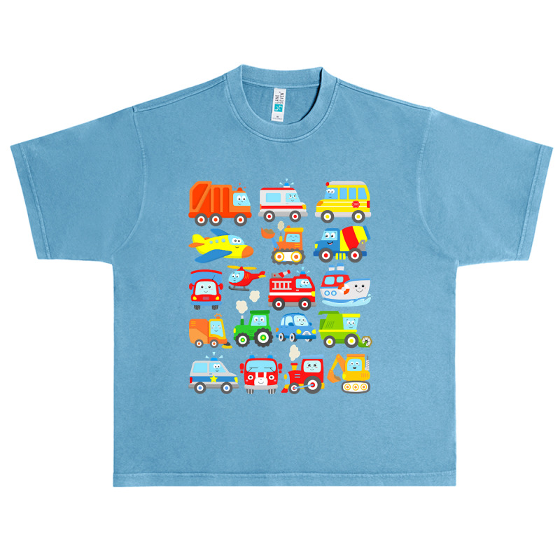 Cars And Trucks With Planes, Helicopter And Boat For Kids Urban Heavy T-shirt | Artistshot