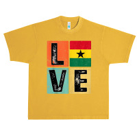 Vintage Retro I Love Ghana Flag For Ghanaian Pride Urban Heavy T-shirt | Artistshot