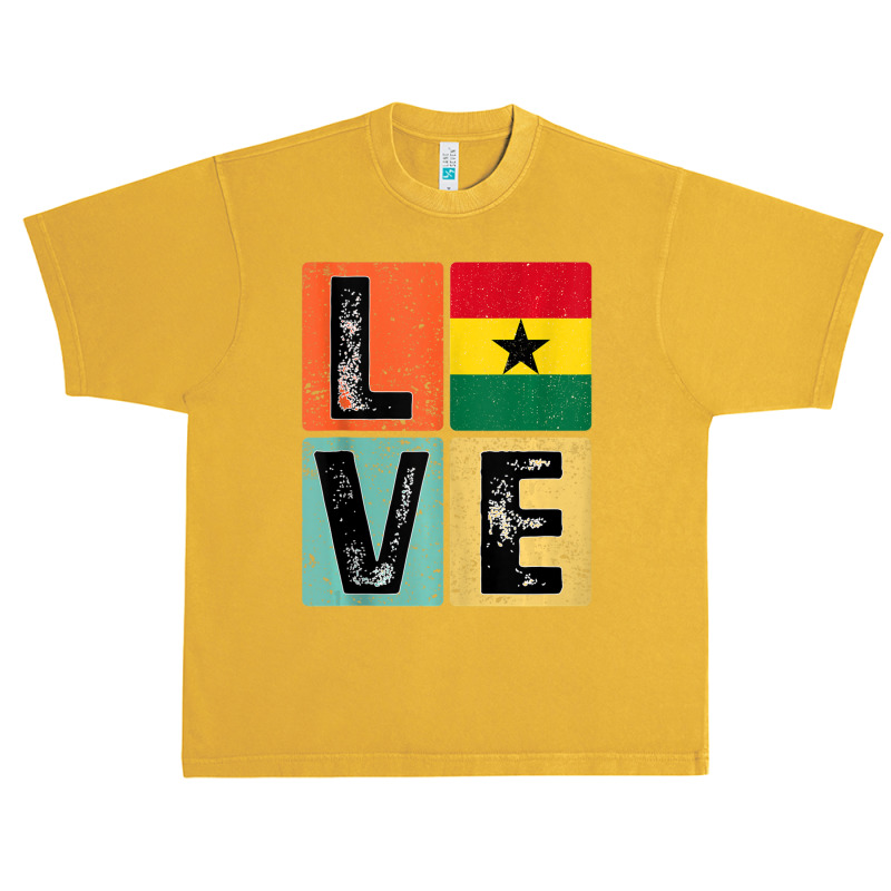 Vintage Retro I Love Ghana Flag For Ghanaian Pride Urban Heavy T-shirt | Artistshot