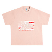 Train Steam Locomotive Railroad Usa American Flag Urban Heavy T-shirt | Artistshot