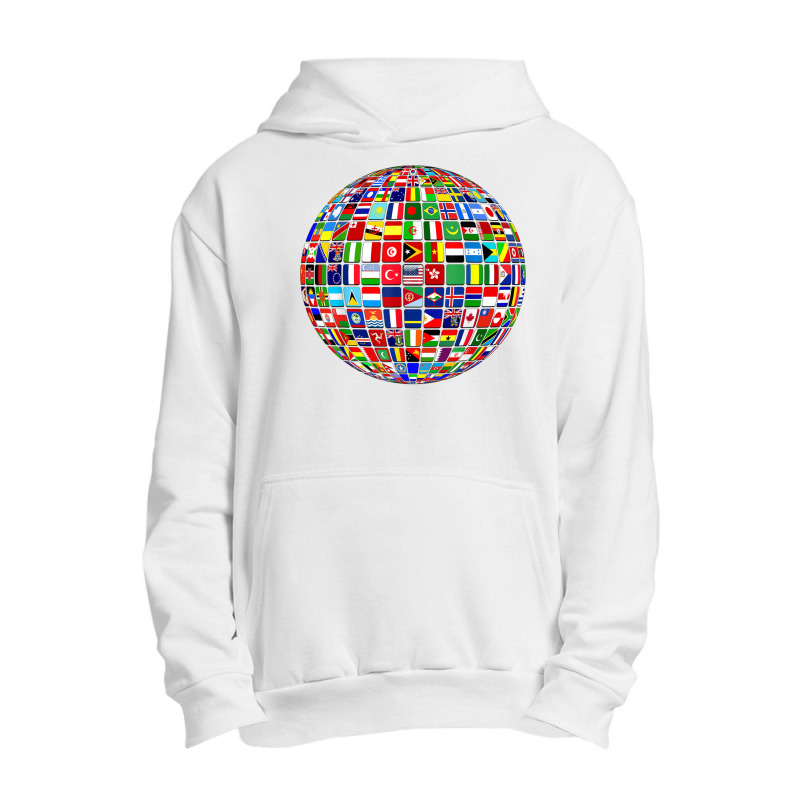 World Map Of Flags Globe Atlas Flags Of The World Urban Pullover Hoodie | Artistshot