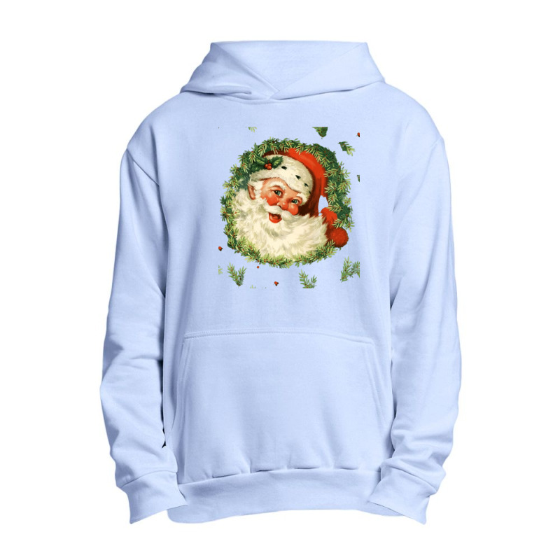 Christmas Retro Vintage Pink Santa Claus Art Urban Pullover Hoodie | Artistshot