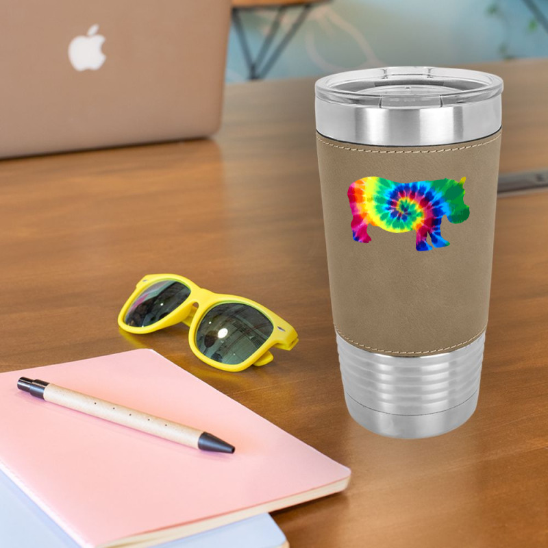 Hippopotamus Hippo Tie Dye Vintage Hippie Hippopotamus Lover 216 Hippo Leatherette Tumbler | Artistshot