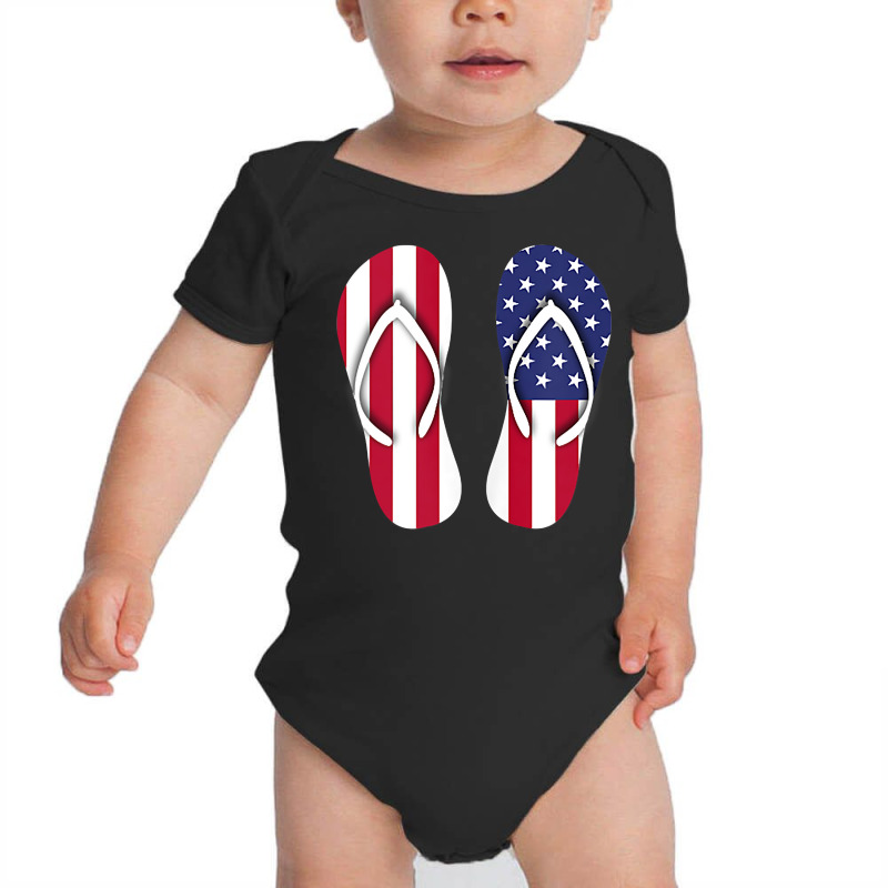 Flip Flops Red White And Blue Patriotic Sandals Beach Summer Tank Top Baby Bodysuit | Artistshot