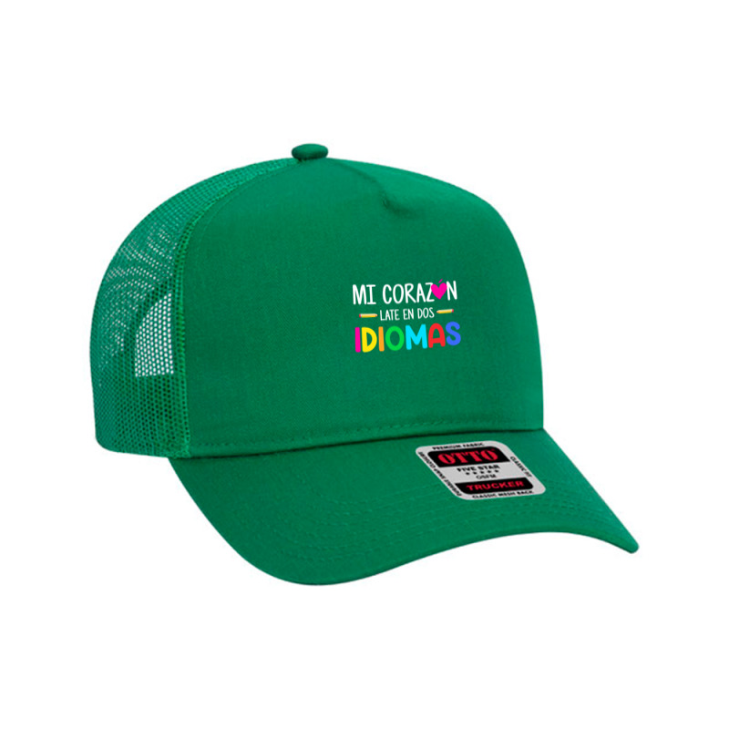 Mi Corazon Late En Dos Idiomas, Bilingual Spanish Teacher Mesh Back Trucker Hat by new121 | Artistshot