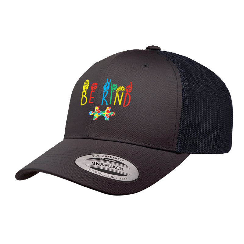 Be Kind Hand Sign Language Puzzle Autism Awareness Asl Mom Retro Trucker Cap by PhoebeHaggett | Artistshot