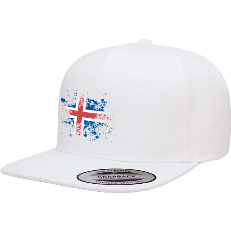 Iceland Flag Ink Vectors 5 panel snapback cap by lik9787 | Artistshot