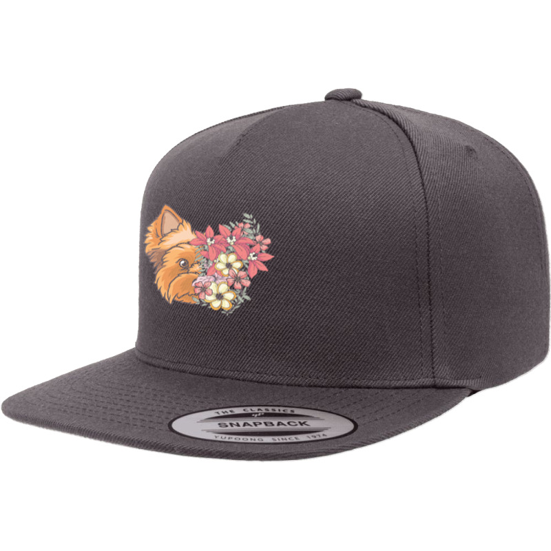 Yorkie T  Shirt Yorkshire Terrier With Flowers T  Shirt 5 panel snapback cap by sadyerippin | Artistshot