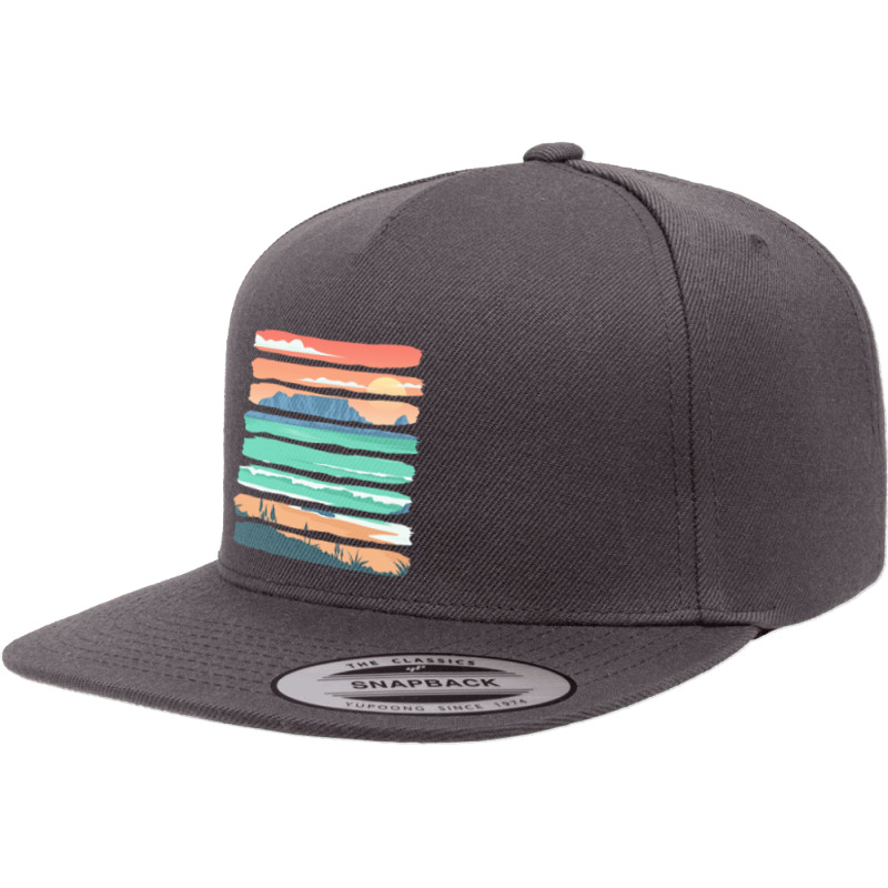 Beach Sunset T  Shirt Summer Sunset Beach Vacation Rocky Cliffs Ocean 5 panel snapback cap by eluettgen194 | Artistshot