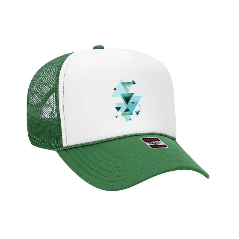 Geometric Triangle Compilation In Teal Foam Trucker Hat | Artistshot