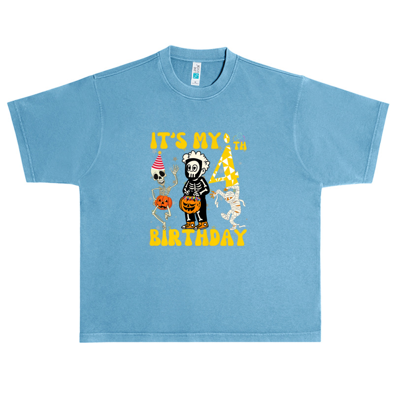 Kids It's My 4th Birthday Boy Funny Skeleton Pumpkin Halloween Urban Heavy T-shirt | Artistshot