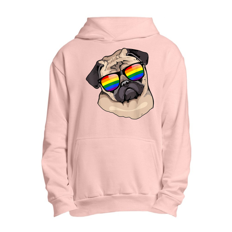 Pug Face Rainbow Sunglasses Gay Pride Lgbt  Gifts Urban Pullover Hoodie | Artistshot