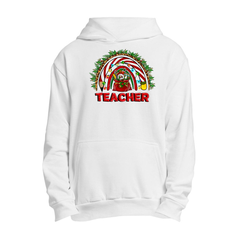 Western Christmas Teacher Funny Xmas Teacher Rainbow T Shirt Urban Pullover Hoodie | Artistshot