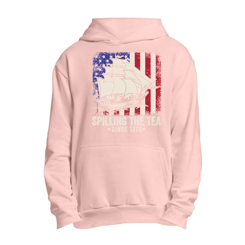 Spilling The Tea Since 1773 Funny American Us Flag History Teacher Urban Pullover Hoodie | Artistshot