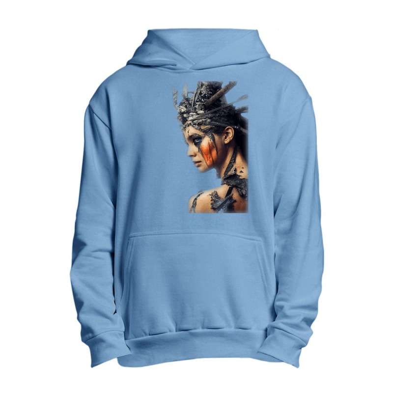 Beautiful Woman Warrior Wearing Damaged Scales A Battle T Shirt Urban Pullover Hoodie | Artistshot