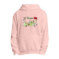 Hand Drawn Illustration Of Tennessee Map With Tourist Destinations, Us Urban Pullover Hoodie | Artistshot