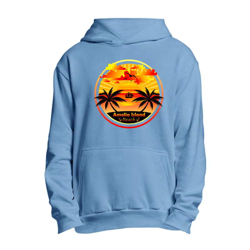 Amelia Island Beach, Palm Trees Sunset, Florida Summer-qz1m6 Urban Pullover Hoodie by declangreenwood | Artistshot