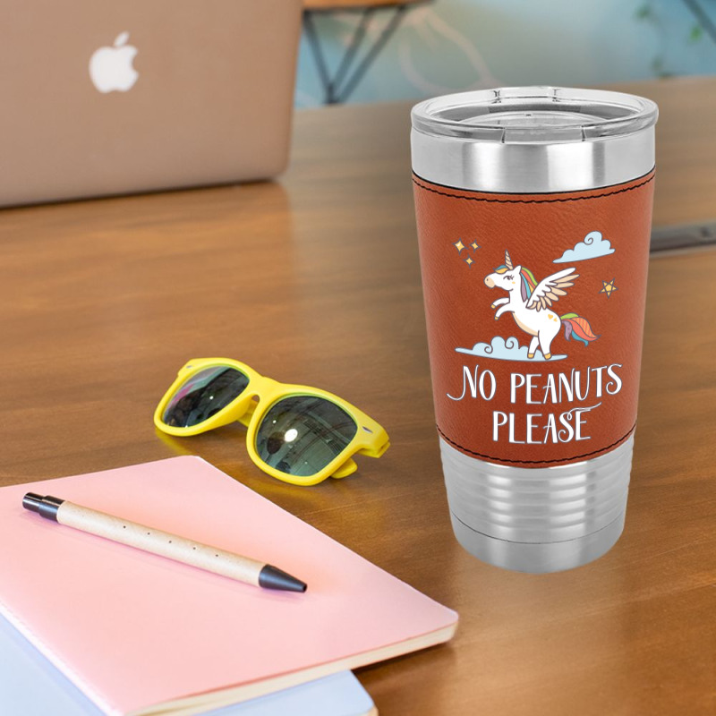 No Peanuts Please  Unicorn Theme For Peanut Allergy Kids Leatherette Tumbler | Artistshot