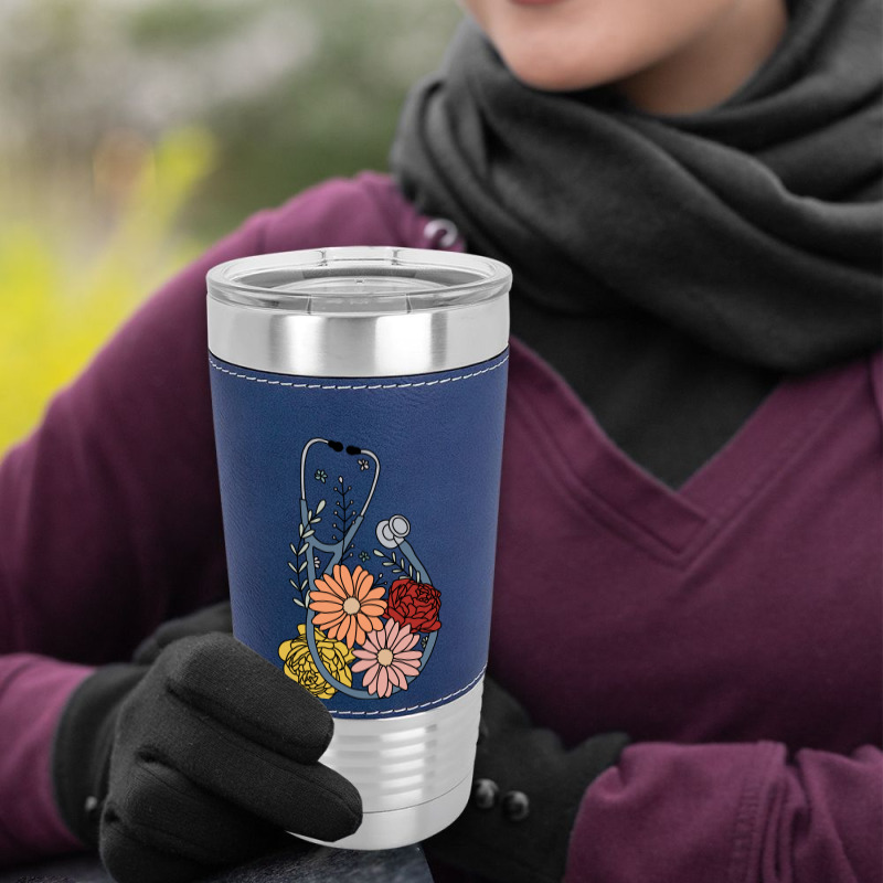 Flower Stethoscope Leatherette Tumbler | Artistshot