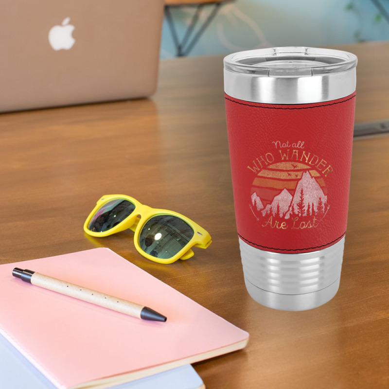 Not All Who Wander Are Lost Gradient Mountain Gold Leatherette Tumbler | Artistshot