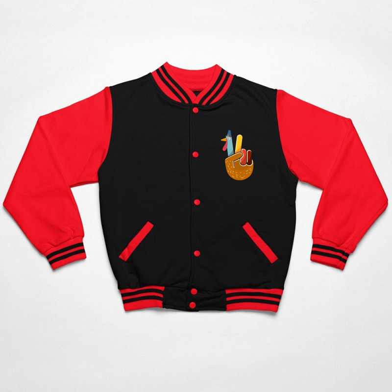 Thanksgiving Turkey Turkey Peace Hand Sign Thanksgiving (1) Bomber Jacket | Artistshot