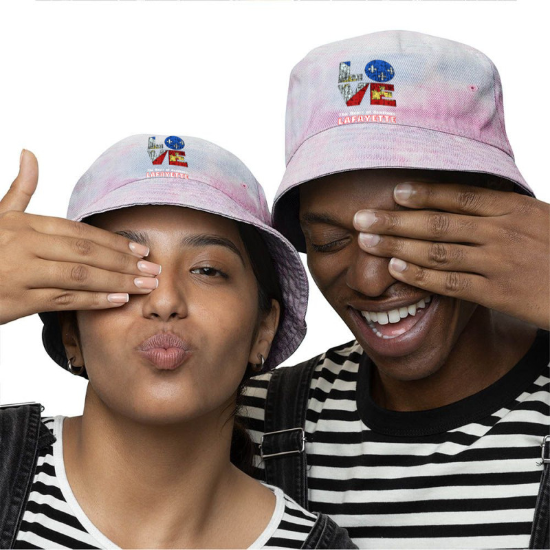 Lafayette   Love   The Heart Of Acadiana Tie Dyed Bucket Hat | Artistshot