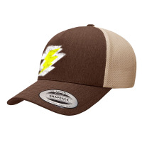 Lightning Bolt Distressed Tshirt White Yellow Graphic Print Yupoong Trucker Cap | Artistshot