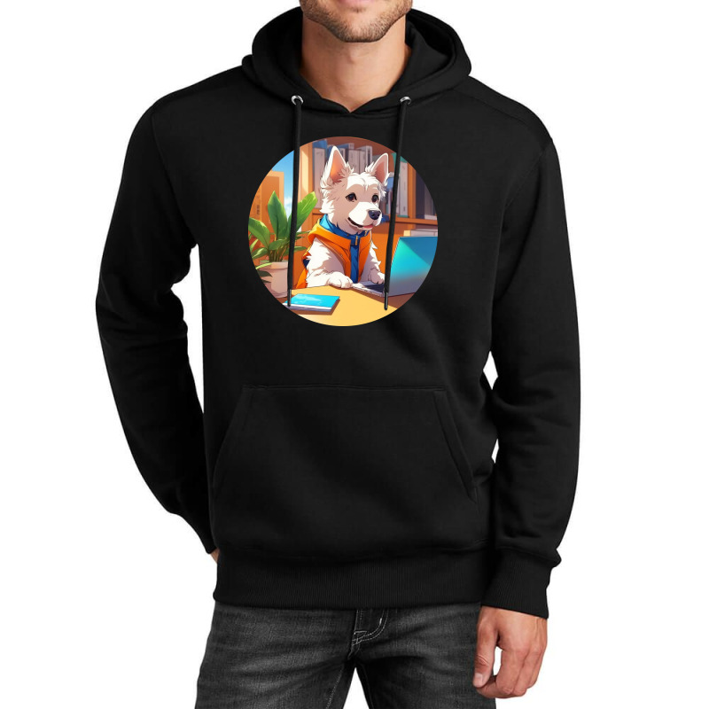 Dog Busy At The Computer Unisex Hoodie | Artistshot