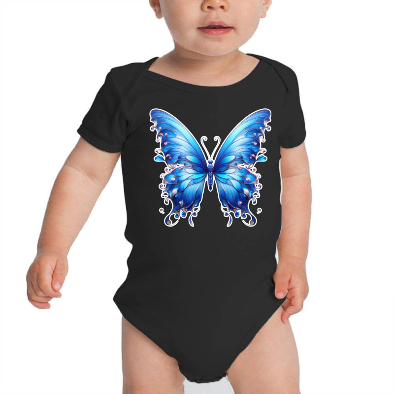 Blue Butterfly Baby Bodysuit by ArtMikailah | Artistshot