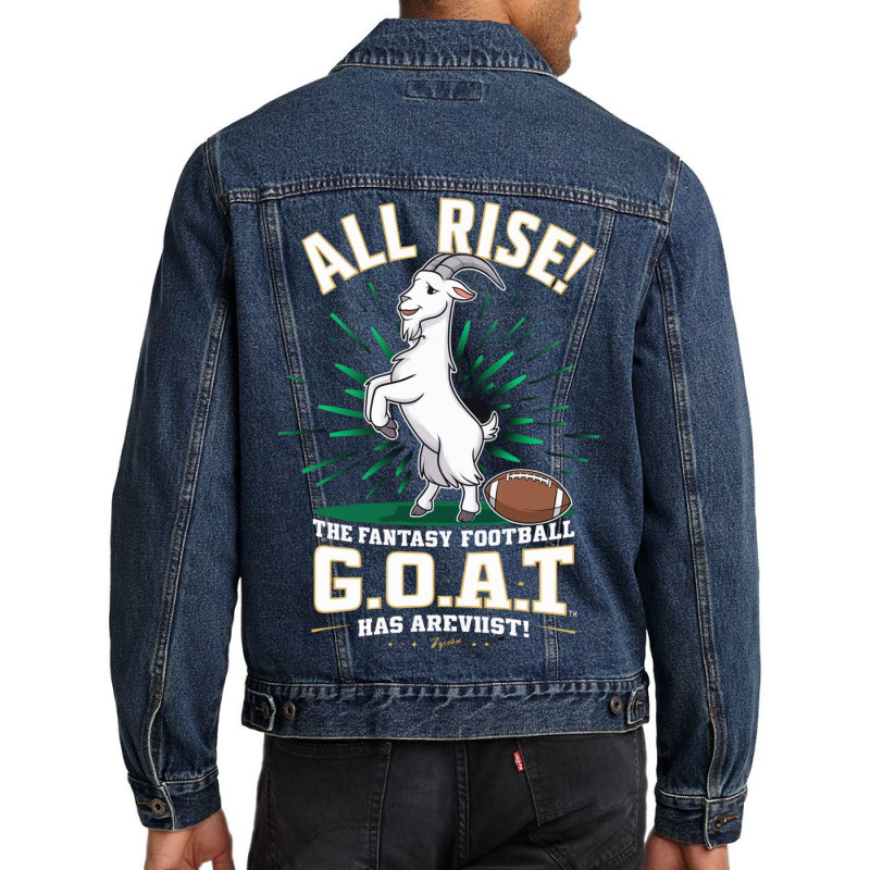 The Fantasy Football G.o.a.t. Has Arrived Men Denim Jacket by Kenneth | Artistshot