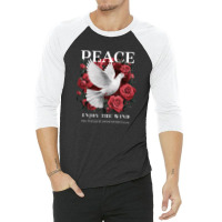 A Design Featuring The Word Peace 3/4 Sleeve Shirt | Artistshot