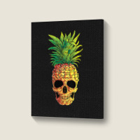 Pineapple Skull Funny Aloha Beaches Hawaiian Portrait Canvas Print | Artistshot