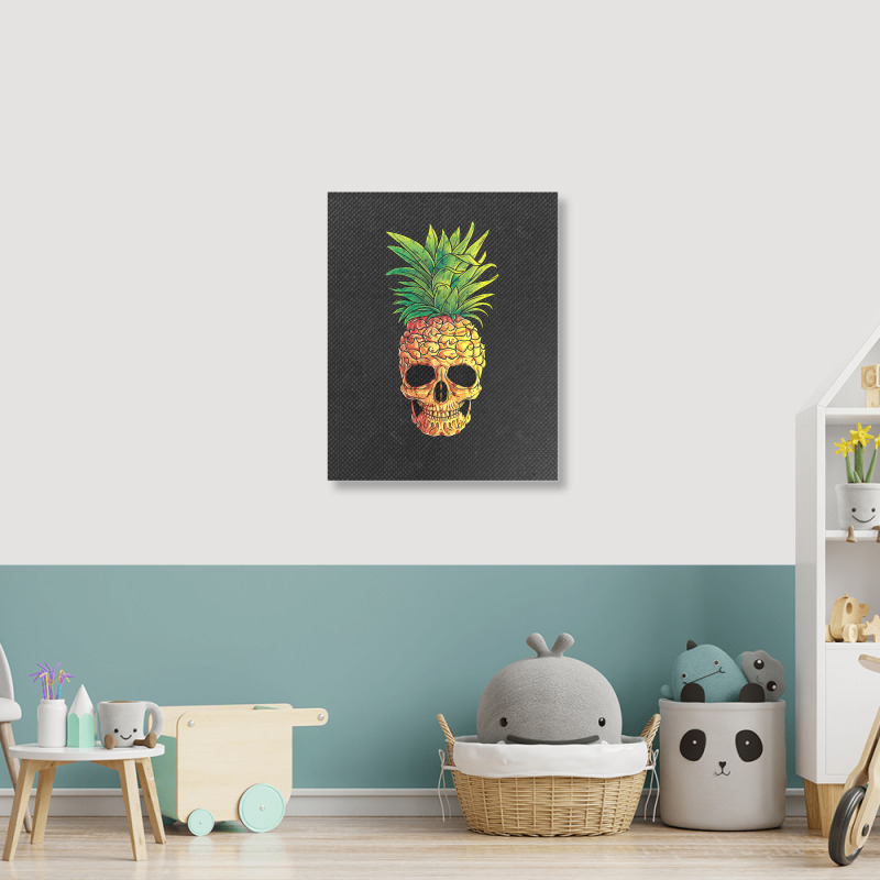 Pineapple Skull Funny Aloha Beaches Hawaiian Portrait Canvas Print | Artistshot