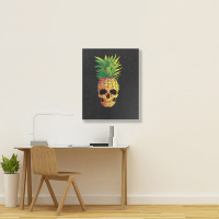 Pineapple Skull Funny Aloha Beaches Hawaiian Portrait Canvas Print | Artistshot