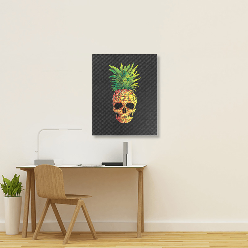 Pineapple Skull Funny Aloha Beaches Hawaiian Portrait Canvas Print | Artistshot