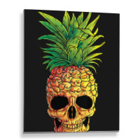 Pineapple Skull Funny Aloha Beaches Hawaiian Metal Print Vertical | Artistshot