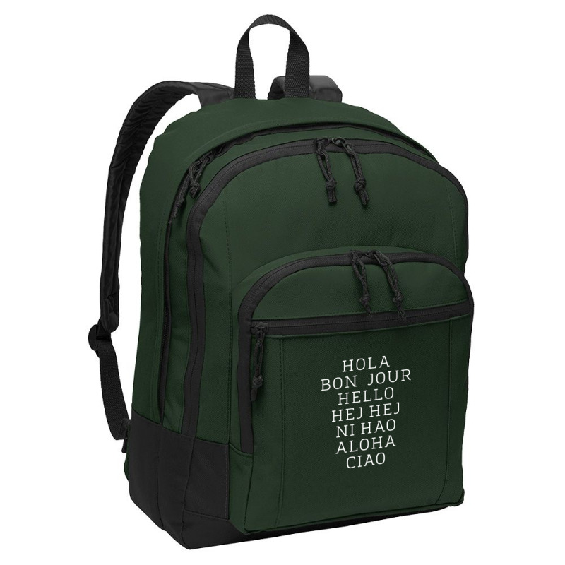 Hello 7 Languages Hola Bonjour Ni Hao Chinese French Italian Basic Backpack | Artistshot