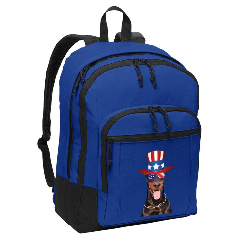 Doberman Eyewear American Flag Sunglasses Glasses And Hat 4th Of July Basic Backpack | Artistshot