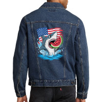 A Cartoon Shark Men Denim Jacket | Artistshot